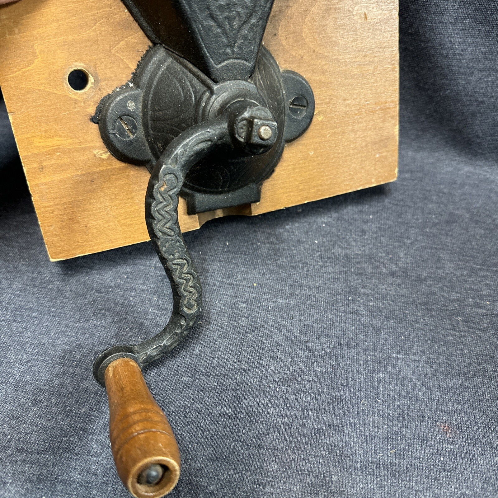 Antique Brighton Coffee Mill Grinder Cast Iron Hand Crank Wall Mounted