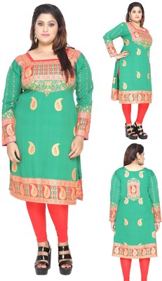 UK STOCK - PLUS SIZE -  Women Ethnic Kurti Tunic Kurta Top Shirt Dress EPLUS106D