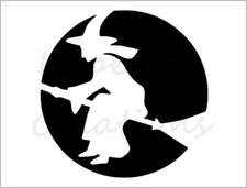 Witch On Broom Stencil Halloween Pumpkin Carving 8.5" x 11" Reusable Sheet S753