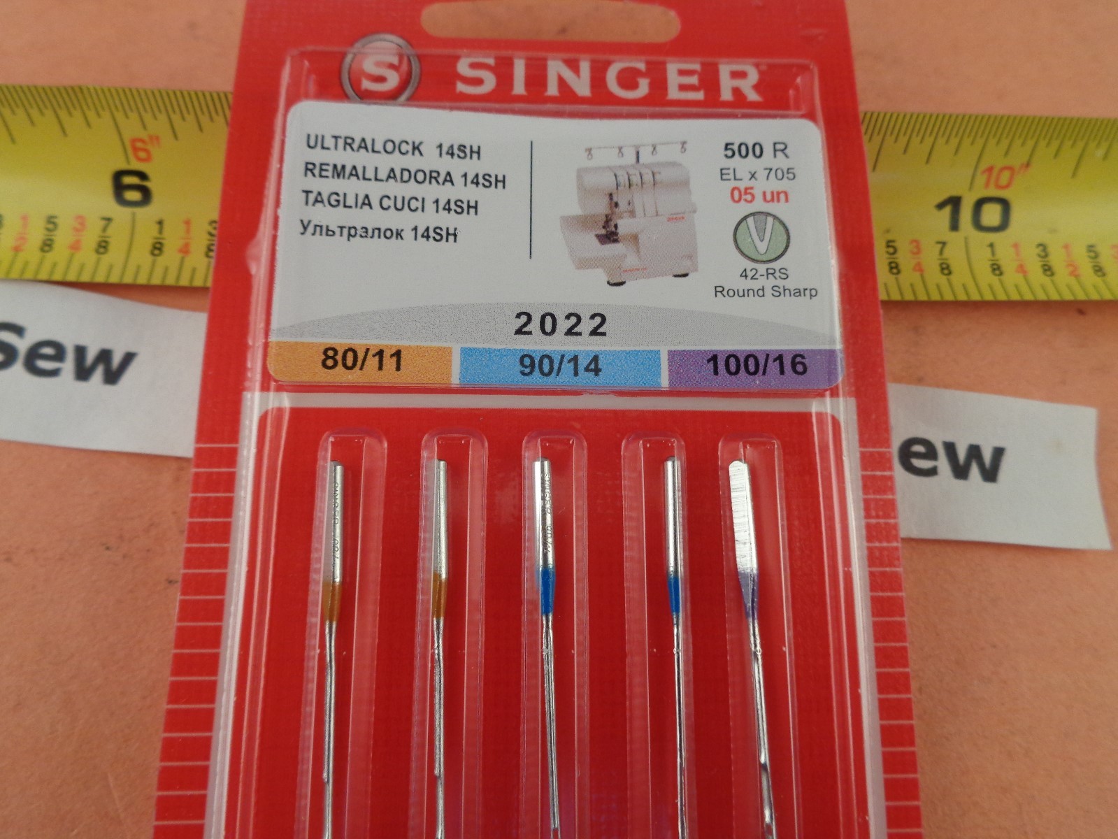 5 Genuine Singer 14Sh,14T,14CG,14J Serger Overlock Needles 2022 11,14