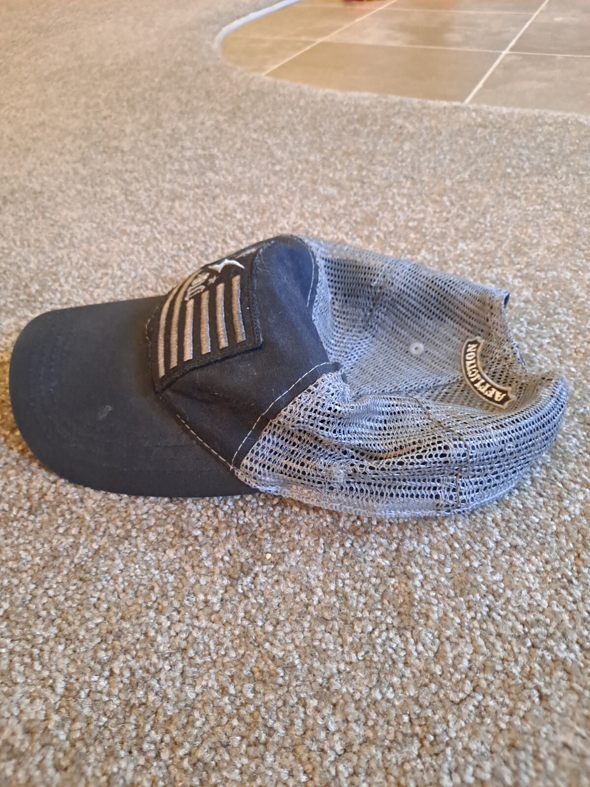 Affliction Hat Flag Patch Mesh Snapback Black Gray - image 2