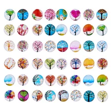 100/200PCS Tree of Life Printed Half Round/Dome Glass Cabochons Jewelry Making