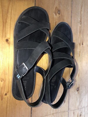 TOMS Sicily Black Leather Sandalen