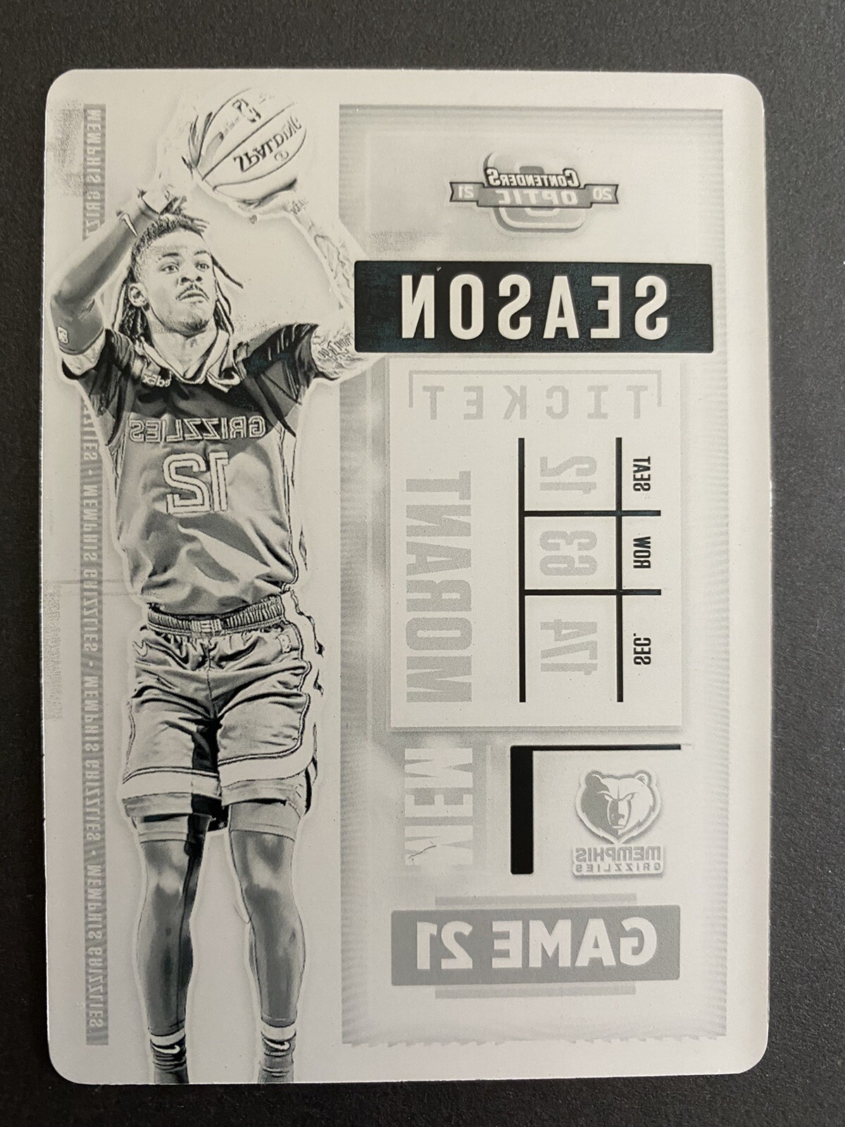 20202021 Ja Morant Very Rare Contenders Optic Panini Printing Plate Card 1/1 eBay