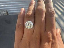 Solitaire Diamond Engagement Ring 14KT White Gold Diamond Ring 5 Carat Round