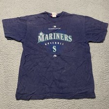 Seattle Mariners Vintage MLB Majestic Blue Short Sleeve Shirt Boys M