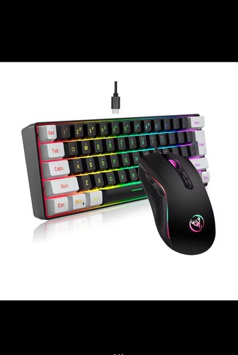 60 % Gaming Keyboard and Mouse Kit: RGB, 3200DPI Gaming Mouse, 61-key Wired RGB