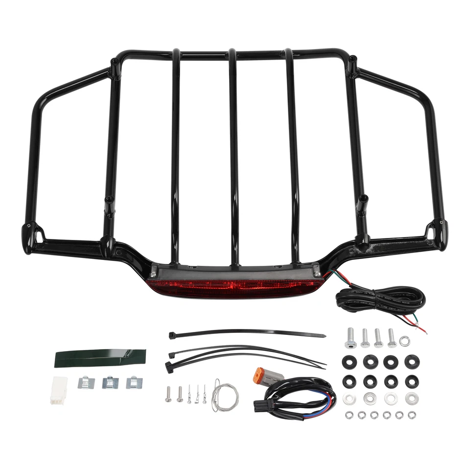 Portaequipajes + Luz LED apta para Harley Touring Road Glide 93-13 Foto 2 de 4