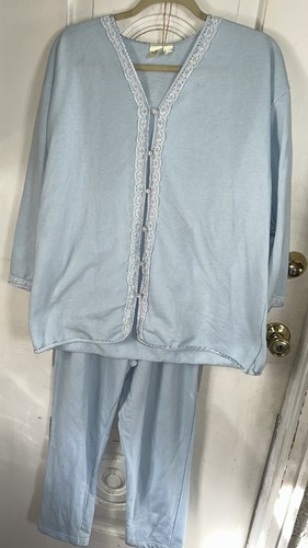 Vintage Victoria's Secret Gold Label 2 Piece Pajama Set Small Light Blue - Picture 2 of 7