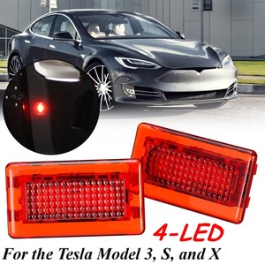 Details About For Tesla Model S X Car Door Boot Foot Trunk Box Interior Light Red 4 Led 2pcs
