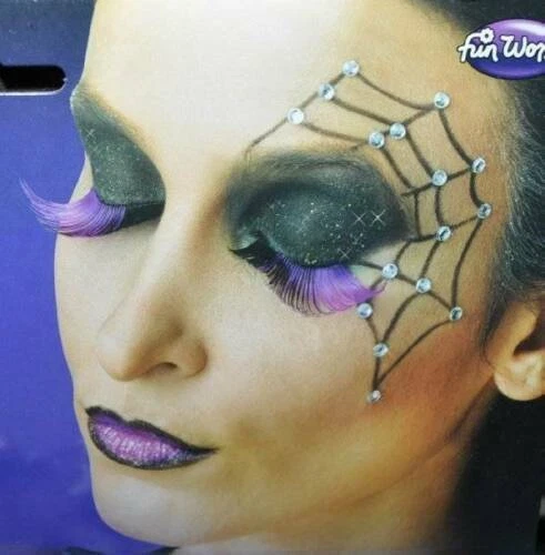 Kit de Maquillaje de Telaraña 13+ Pestañas, Gemas, Lápiz Labial 23 Piezas Kit de Accesorios de Halloween Foto 2 de 2