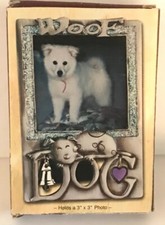 New Metal Photo Woof Dog Frame New In Box 6 x 5" for 3 x 3" Photo