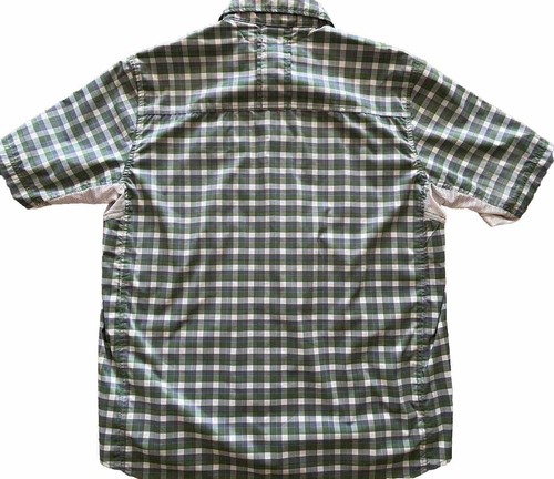 REI Co-op Men's Button Up Shirt Sahara Tech Outdoor Vented Green Plaid Large - Picture 3 of 9