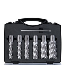 US Stock 2" 6pcs S Annular Cutter Broach Bit Set for Magnetic Drill 1 Pilots