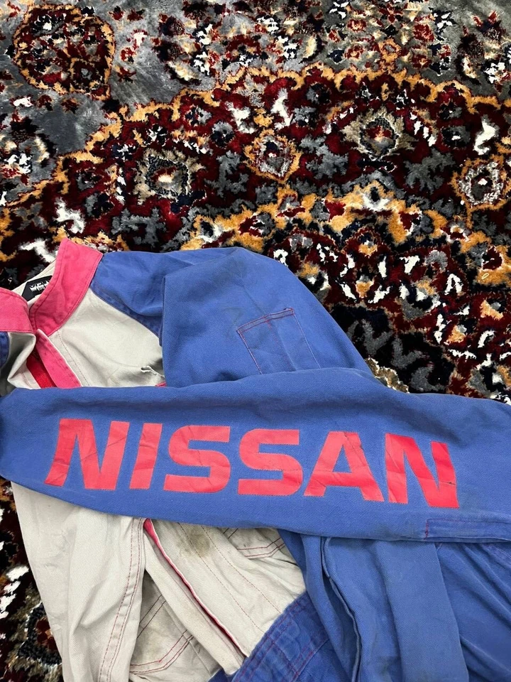 VINTAGE NISSAN JAPAN JDM MECHANICS JUMPSUIT COVERALLS OVERALLS TRI-COLOUR - Image 4 of 4