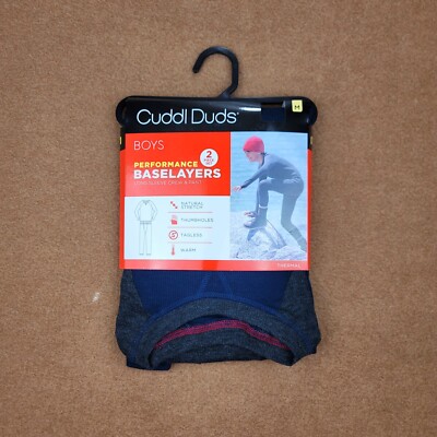 Cuddl Duds Boy's Gray Size M(8/10) Performance Base Layer Crew Top Pants
