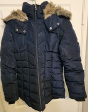 Nautica Navy Blue Hooded Padded Puffer Jacket Size S