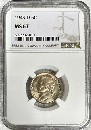1949 D JEFFERSON NICKEL NGC MS67 GREAT EYE APPEAL