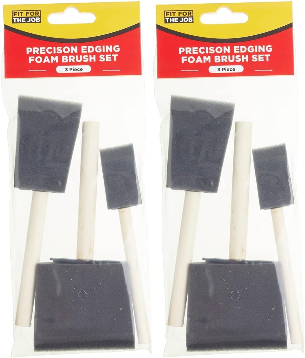 6x Fit For The Job Foam Edging Paint Brush Set Arts Craft Glue Varnish Sponge