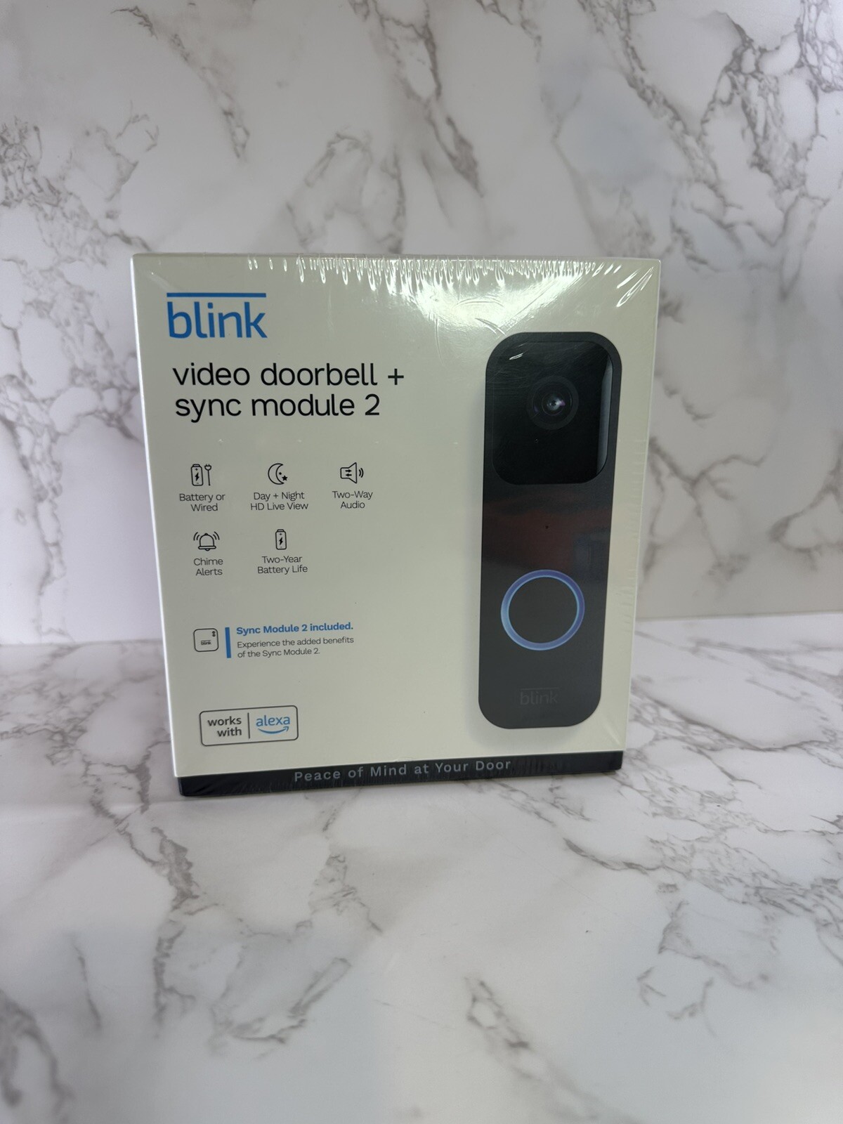 Blink Video Doorbell + Sync Module 2 Smart Video Doorbell w/ Alexa NEW!-image