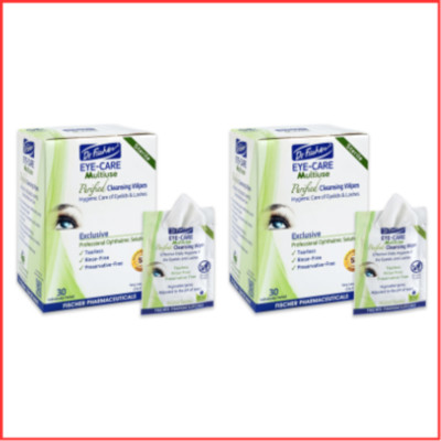 EYELID WIPES Purified Non Irritating Hypoallergenic 30ct 2 Pack DR. FISCHER