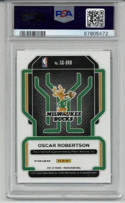 2021 PANINI PRIZM SIGNATURES SILVER PRIZM OSCAR ROBERTSON AUTO PSA 9 LOW POP - Image 2 of 2