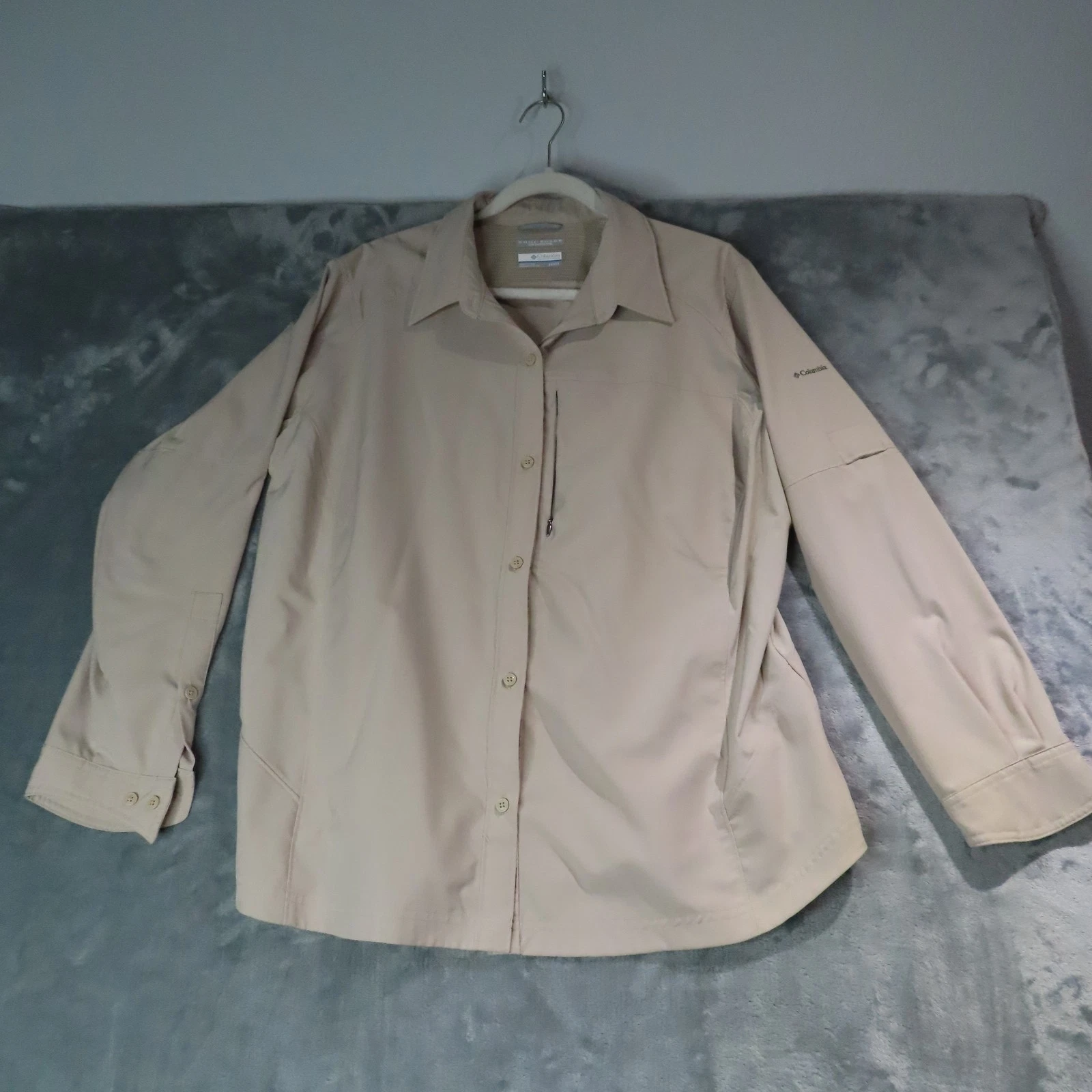 COLUMBIA Omni-Shade Shirt Mens 2XL Beige Tan Sun Protection Hiking Outdoor