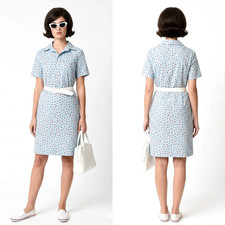 Vintage 60s The Vested Gentress Nautical Sailboat Print Shirt Dress Size 16