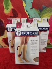 TRUFORM Lot 3Pr Below Knee CT 30-40mmHg Stockings Unisex Large Beige New In Box