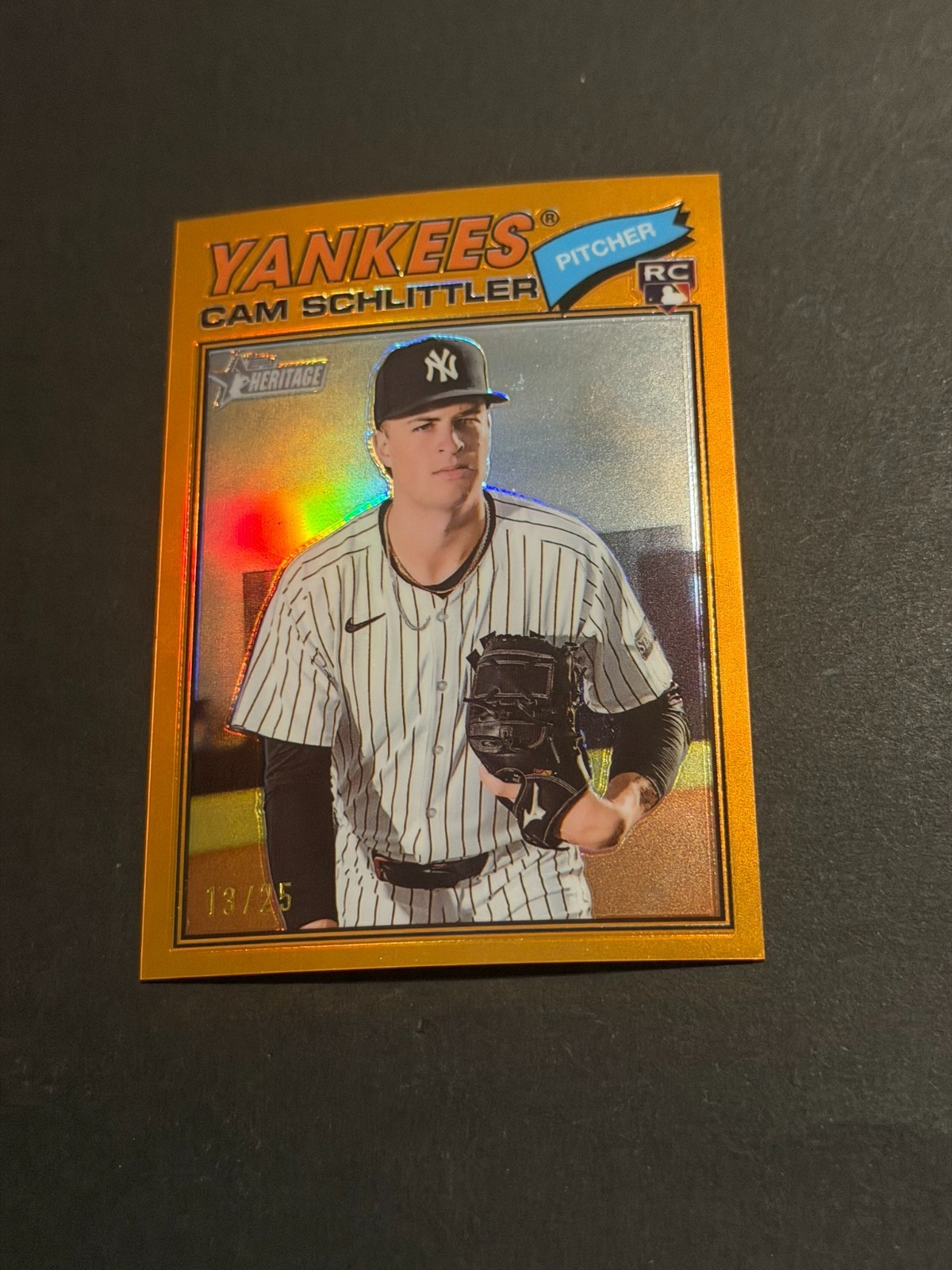 2026 Topps Heritage - Cam Schlittler #222 Orange Chrome Refractor /25