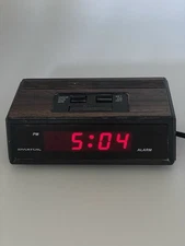 Spartus Alarm Clock Wood Grain Style, Vintage 70's Retro Tested Works
