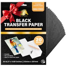 Graphite Transfer Paper, 20 Black Sheets - Wax Free - Erasable - Smudge-Free ...