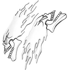 2PCS Fuel Sticker 3D Universal Flame Skull Decoration Decals Stickers A (Silver)