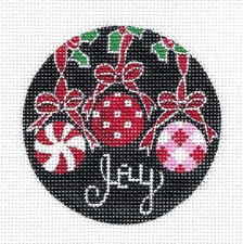 SP.ORDER  Christmas JOY 3 Ornaments 13m Needlepoint Ornament Canvas A. Peterson