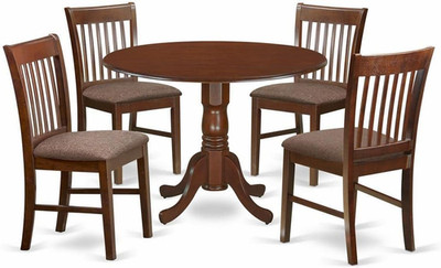 Dublin 5-Piece Mahogany Dining Set with Round Dropleaf Table & 4 Chairs