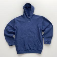 Vintage 90  s Nike Center Swoosh Mini Logo Hoodie Sweatshirt Navy Men  s Size XL