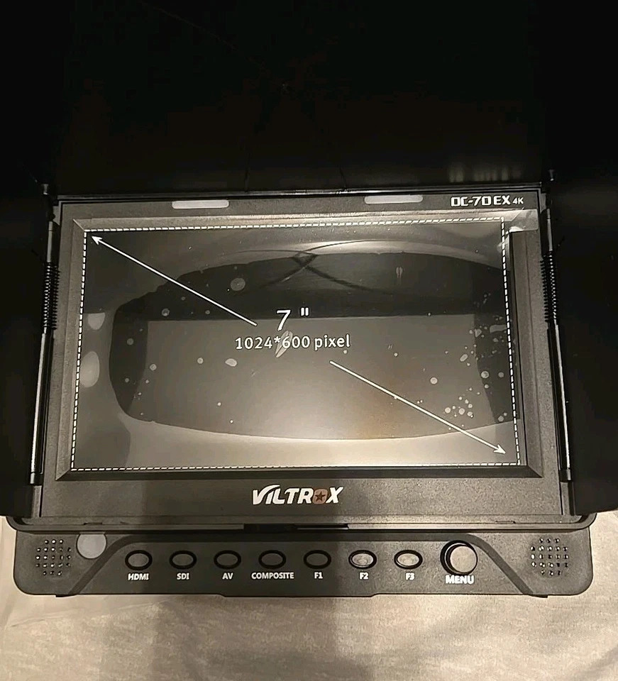 VILTROX DC-70 EX 4K 7 inch Camera Video Field Monitor HDMI AV with Sunshade Hood - Image 2 of 4