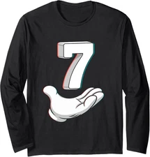 Retro Funny 7 Six Seven Meme Matching Costume Long Sleeve T-Shirt