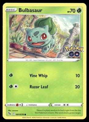 Bulbasaur 001/078 Common Pokemon GO Pokemon Near Mint