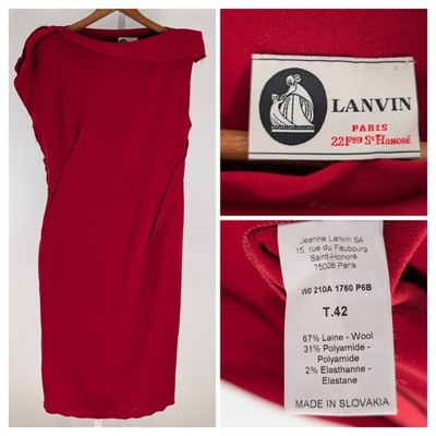 Lanvin Paris 2010 Alber Elbaz Raw Edge Asymmetric Wool Dress Red 42 Runway