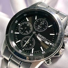 SEIKO Chronograph Wristwatch Black Dial 7T92 0DW0 Men's Date