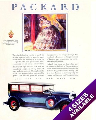 PACKARD MOTORS 1929 CLASSIC AMERICAN MADE CARS PAINTING VINTAGE CAR AD ART PRINT