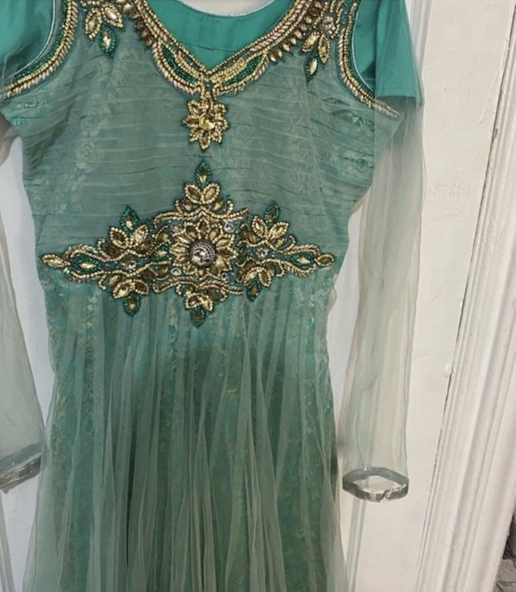 knee length dresses for ladies Multi-Colored Ethnic Maxi Dress with Embroidered Jacket main image 1