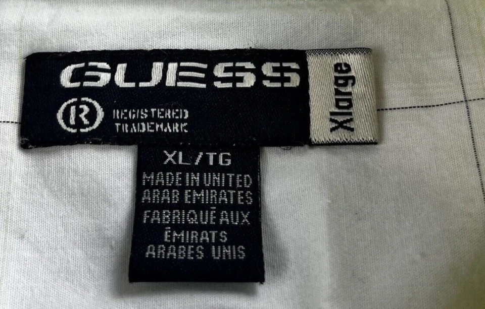 Vintage Guess Button Up Shirt Mens XL White Yellow Plaid Long Sleeve Cotton UAE - Image 3 of 4