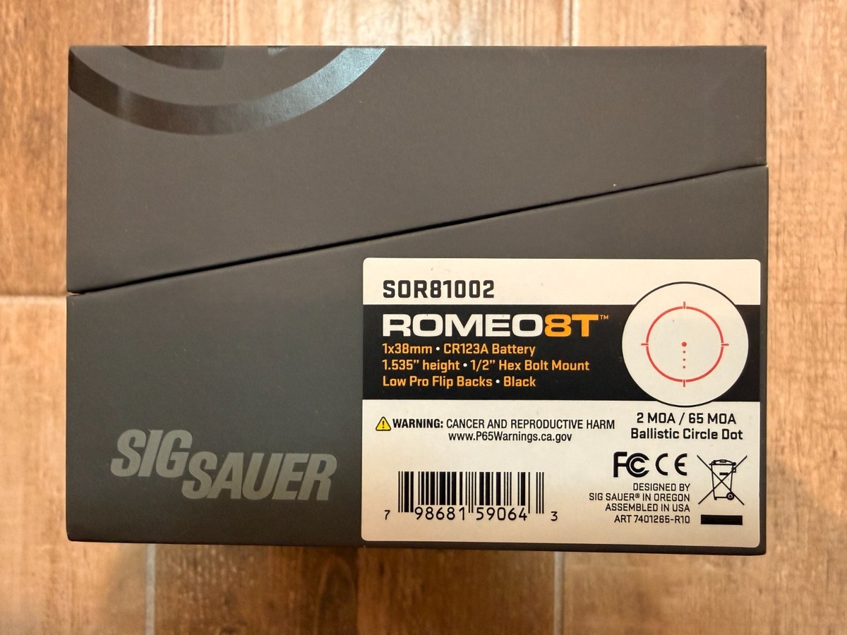 SIG SAUER ROMEO8T 1x38mm LED Red Dot Sight, Black - SOR81002 for