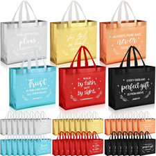 48 Pcs 16" Christian Mother  s Day Gift Bags - Reusable Tote with Bible Verses