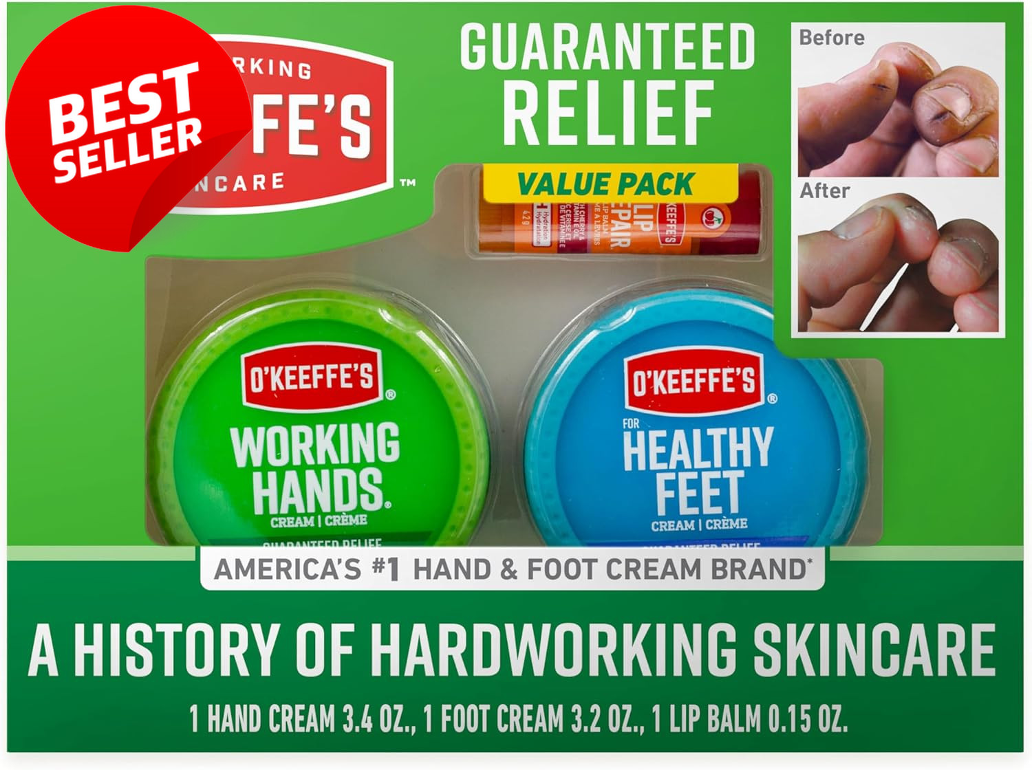 Lip Repair Stick + Working Hands & Healthy Feet Jars Gift Set with Vitamin E US