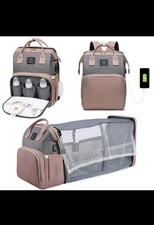 3-in-1 Baby Diaper Bag Backpack with Changing Station Grey, Waterproof