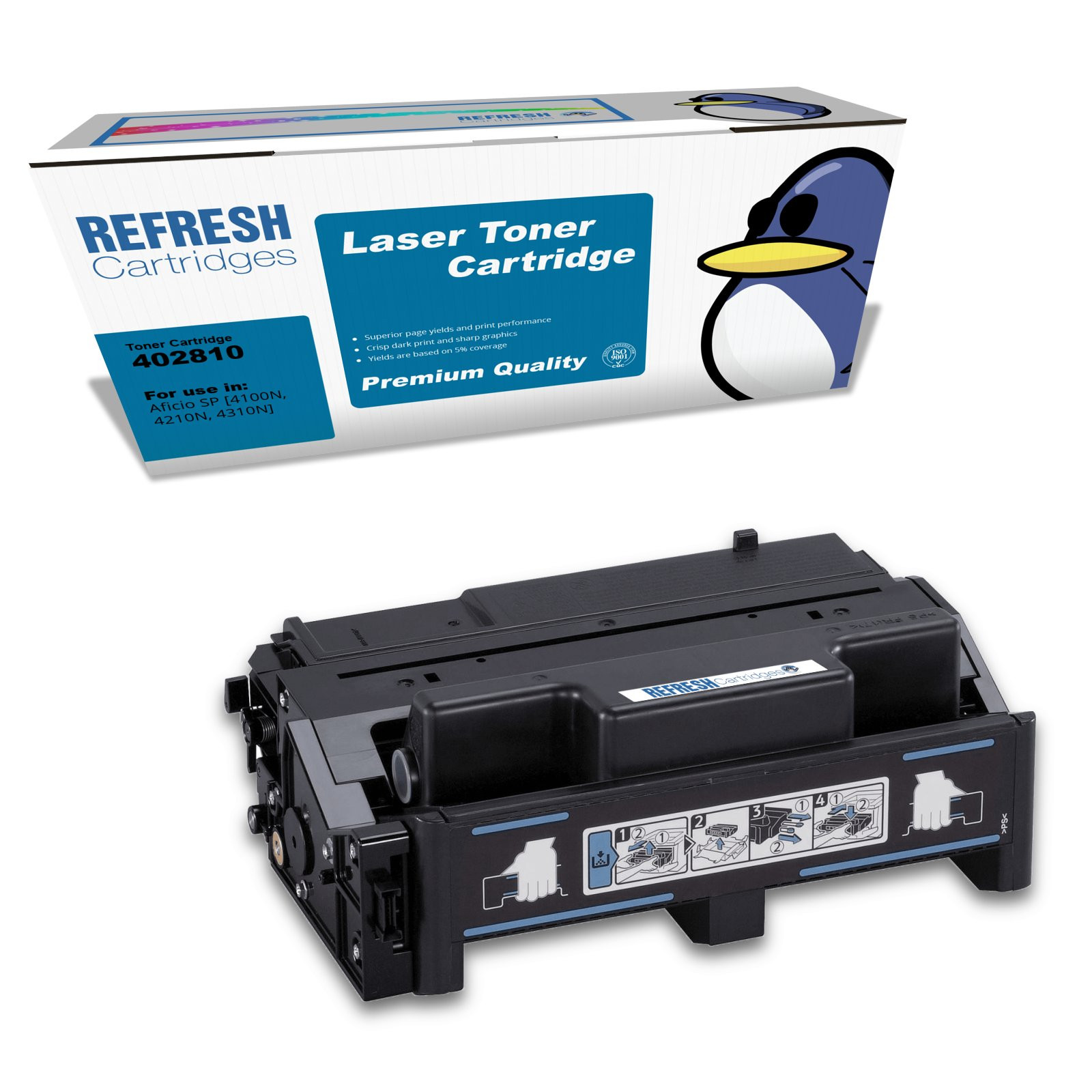 Refresh Cartridges Black 402810 Toner Compatible With Ricoh Printers