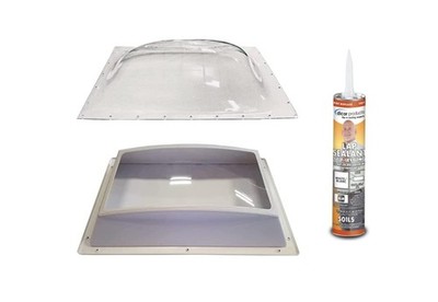 SCT RV Skylight Bundle - Clear Outer Dome 14'' x 22'', Flange 17'' x 25'' and Inn...